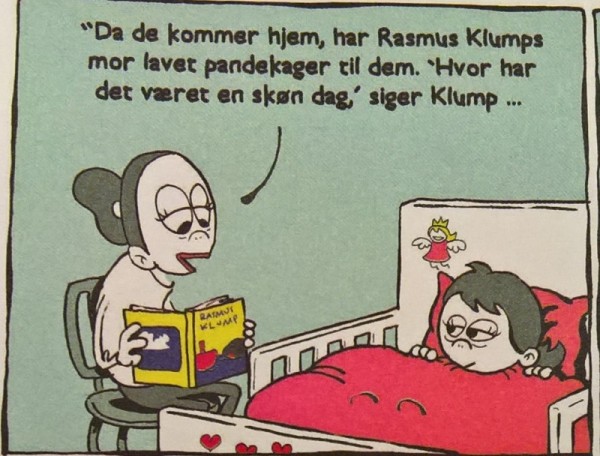 Karla læser Rasmus Klump for Mille. Esben er bitter 2. Side 115.jpg
