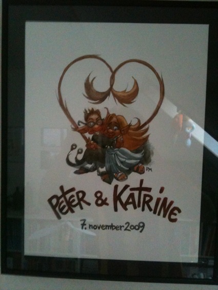 Kort fra Katrines og mit bryllup.